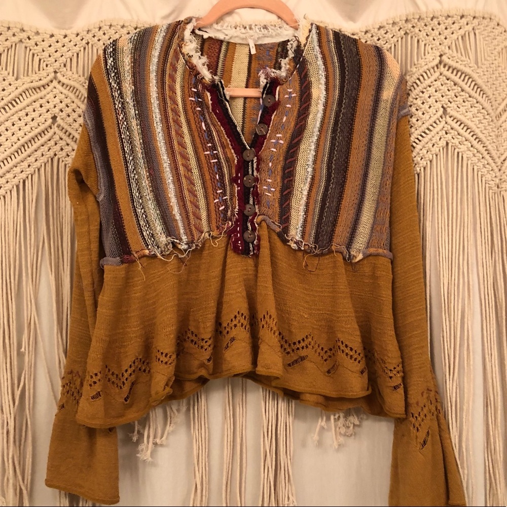 Free People Multi-Pattern Button Blouse - image 1
